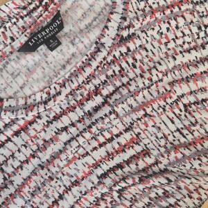 Liverpool Los Angeles Womens Small Red Abstract Puff Sleeve High‎ Low Knit Top